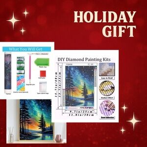 DIY Diamond Painting Kit – Northern Lights Forest Landscape – 5D Diamond Art Kit
